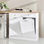Waste bin cabinet, 2 drawers, White, 100 × 90 × 33 cm