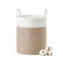 SONGMICS Laundry Basket, 60 l, White/Grey/Brown, 35 × 50 × 35 cm