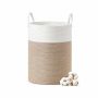 SONGMICS laundry basket, 60 l, White/gray/brown, 40 × 60 × 40 cm