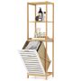 Laundry cabinet with clothes basket, 3 shelves, Multicolor, 35.56 × 33.02 × 129.54 cm