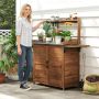 Garden workbench, 3-tier shelves, Brown, 138 × 47 × 123.5 cm