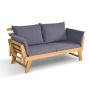 Sofa bed, 3 functions, Grey, 198 × 75 × 75 cm
