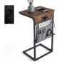 Sānu kafijas galdiņš Relaxdays, ar USB portiem, brūnā/melnā/pelēkā krāsā, 40,5 × 45–84 × 30,5 cm