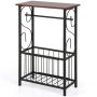 Side table, with removable holder, brown/black, 37 × 55 × 20 cm