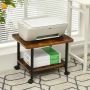 Printer stand, 2-tier, brown/black/white, 49 × 37 × 40 cm