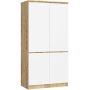 Шкаф AKORD Furniture Factory S90, 4 дверцы и 4 полки, коричневый и белый, 90 × 180 × 51 см