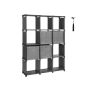 Plastmasas plaukts ar 4 auduma kubiem 105 x 140 x 30 cm, 12 nodalījumi, melns
