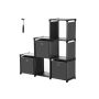 Plastmasas plaukts ar 3 auduma kubiem 105 x 30 x 105 cm, 6 nodalījumi, melns