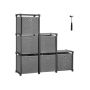 Plaukts ar 6 auduma kubiem 105 x 105 x 30 cm., 6 nodalījumi, pelēks
