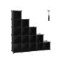 Plastic shoe rack, 16 compartments, black