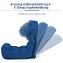 Folding reclining chair with 5-position headrest and side pocket, blue