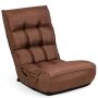 Folding floor chair with 4-position backrest, gray