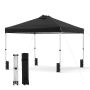 Foldable outdoor gazebo, 3 height levels, Black, 3 × 3 × 1.8–2.7 m