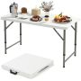 Folding table, adjustable height, White, 122 × 61 × 50/62/74 cm