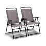 Folding outdoor chairs, 2 pcs, Gray, 50.8 × 92.71 × 58.42 cm