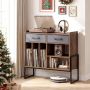 Living room cabinet for turntable, with 2 removable boxes, Brown, 76 × 68.5 × 35.5 cm
