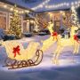 Lighting Reindeer and Sleigh Christmas Decoration Set, 3-Piece, 280 LED Lights