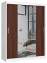 Wardrobe NORE CLP 150 with mirror, dark brown/white