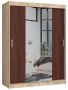 Wardrobe NORE CLP 150 with mirror, dark brown/oak color