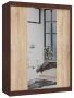 Wardrobe NORE CLP 150 with mirror, dark brown/oak color