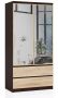 Wardrobe NORE S with mirror, dark brown/oak color
