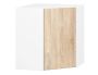 Wall-mounted corner cabinet NORE Lima W60/60N, white/oak