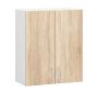 Wall-mounted kitchen cabinet NORE Lima W60 D2, white/oak color