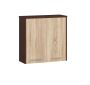 Wall-mounted bathroom cabinet NORE Fin K60, dark brown/oak