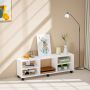 TV cabinet, 6 lockable casters, White, 140 × 47 × 40 cm