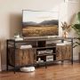 TV stand, 2 cabinets and 4 shelves, Brown, 147 × 63.5 × 35 cm