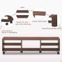TV stand, 5 shelves, 6 casters, Brown, 149.86 × 33.02 × 40.64 cm