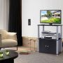 TV stand, Cabinet and open shelves, Black, 60.96 × 80.01 × 29.21 cm