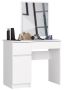 Cosmetic table NORE P-2/SL with mirror, 500x600 mm., white