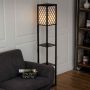 Grīdas lampa ar plauktiem, 3 plaukti, Melna/gandrīz balta, 26 × 160 × 26 cm