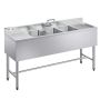Trīs nodalījumu izlietne VEVOR JC-BAR-3B60-LR-320, 2 notecētāji, 1524 × 470 × 838 mm