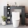 Toilet cabinet, 2 adjustable shelves, Grey, 89 × 99 × 19.5 cm