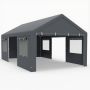 Sturdy carport with removable side panels and 4 ventilation windows, 305 x 586 cm, gray
