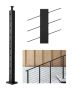 Black Stainless Steel Cable Railing Post 36x2x2 Inch