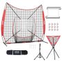 7x7 ft portable baseball softball practice net with frame and basket