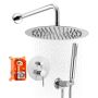 Shower faucet set with 10-inch rain head and hand spray, chrome