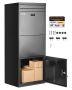Outdoor parcel delivery box, 47.2 inches, galvanized steel, black, with lock and anti-theft protection