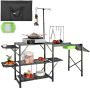 Camping Folding Aluminum Kitchen Table with Side Tables and Sink