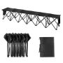 Portable folding football bench, 6 seats, black, 600D oxford fabric, with side pockets and bag