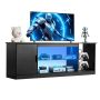 Wooden TV stand up to 1651 mm with light strip, black