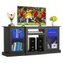 TV stand up to 1651 mm, wooden with glass doors and light strip, black