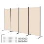 Folding 4-panel room divider, beige