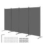 Foldable Gray 4 Panel Room Divider for Privacy