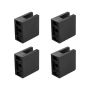 Black glass clamps, square, 40 pcs., for 0.8–1.2 cm glass