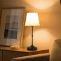 Cordless table lamp with rechargeable battery, black, fabric shade