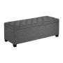 Storage pouf with storage compartment, gray linen, metal frame